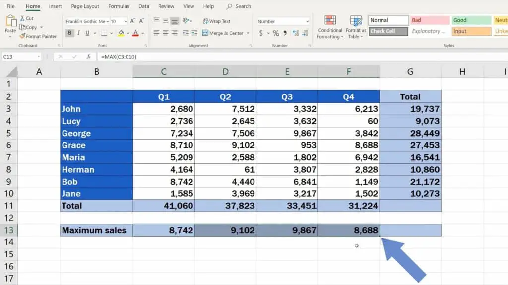 How to Find the Largest Number in Excel - find the largest number in whole Excel table