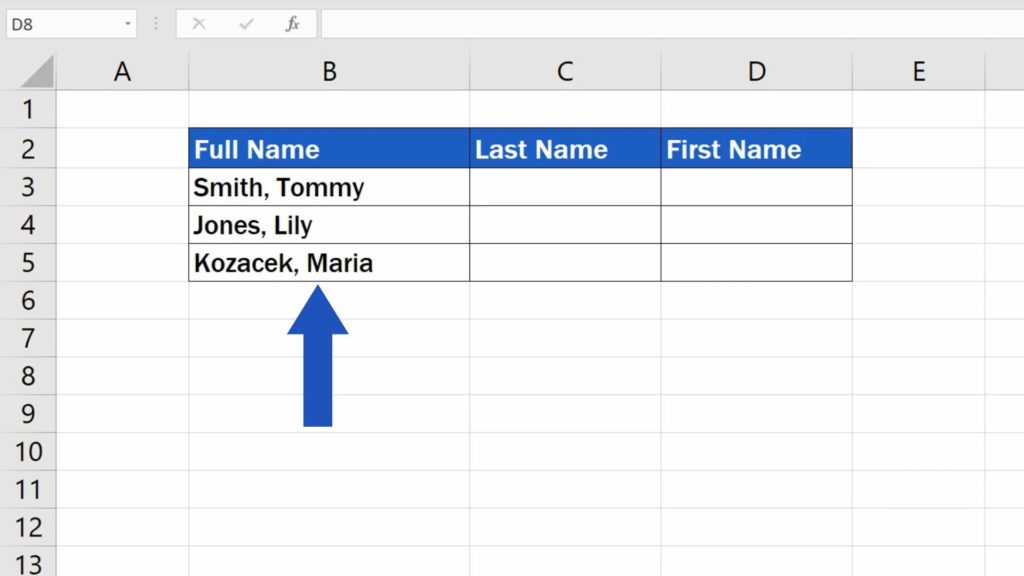 How to Separate Names in Excel - example of combined names