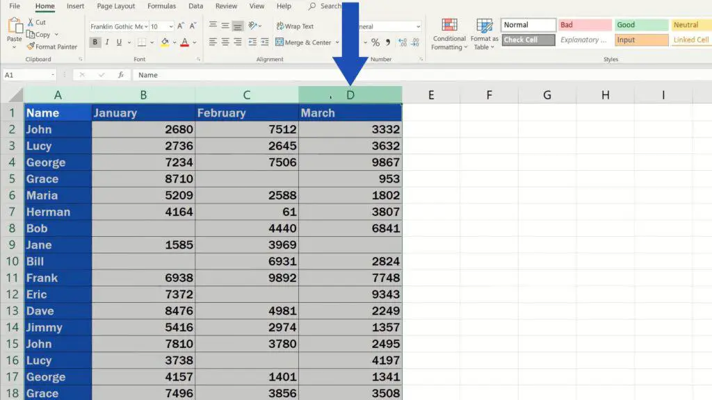 How to Highlight Blank Cells in Excel (Conditional Formatting) - select whole area of blank cells