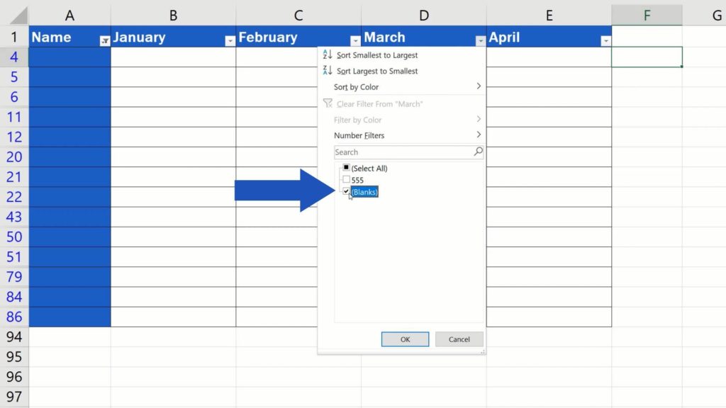 How to Remove Blank Rows in Excel - filter blank cells