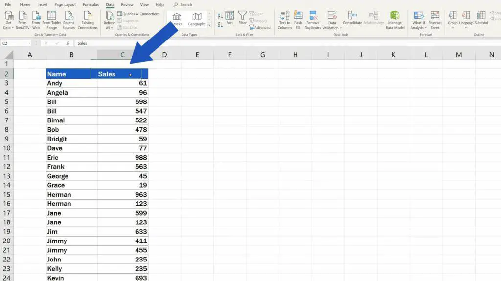 How to Sort Alphabetically in Excel - sort numbers from lowest to highest