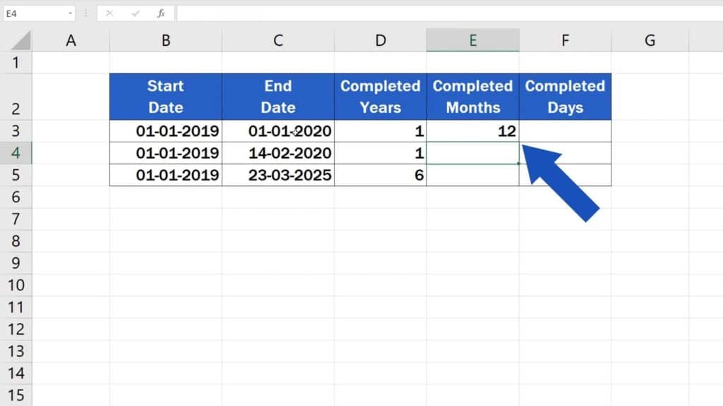 How to Calculate Difference Between Two Dates in Excel - result of difference between months