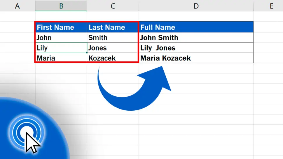 How to Combine First and Last Name in Excel