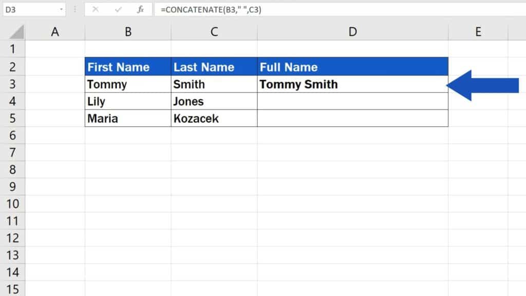 How to Combine First and Last Name in Excel - Use Concatenate to Combine Names in MS Excel