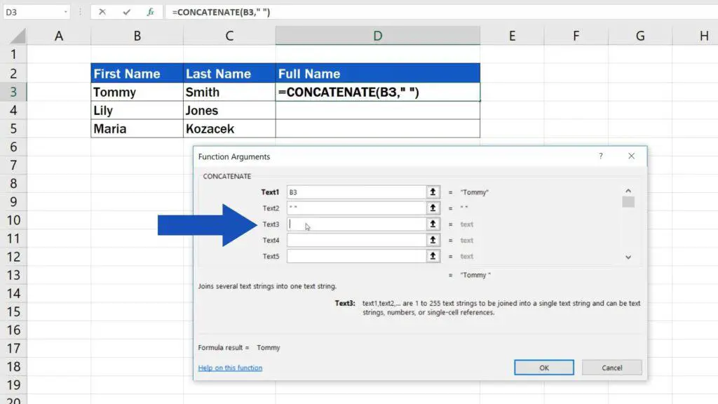 How to Combine First and Last Name in Excel - combine first and last name with space