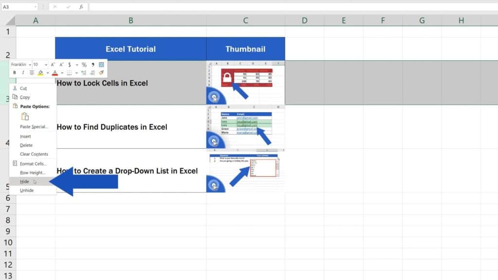 How to Insert Image in Excel Cell - how to hide picture while hiding row in excel