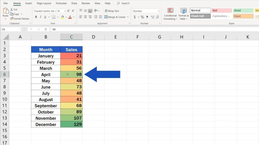 How to Use Color Scales in Excel (Conditional Formatting) - heatmap in Excel