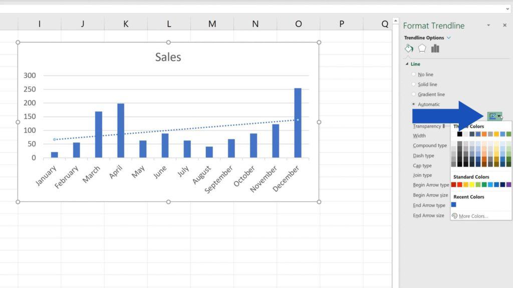 How to Add a Trendline in Excel - How to set colour of trendline in Excel