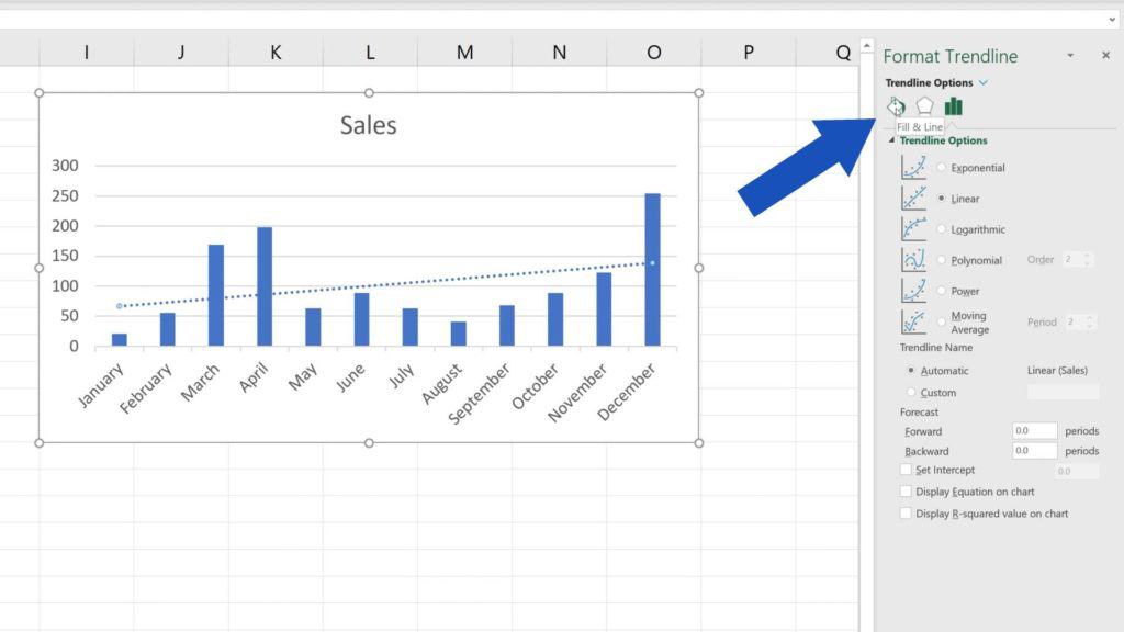 How to Add a Trendline in Excel - how to fill and line trendline in Excel