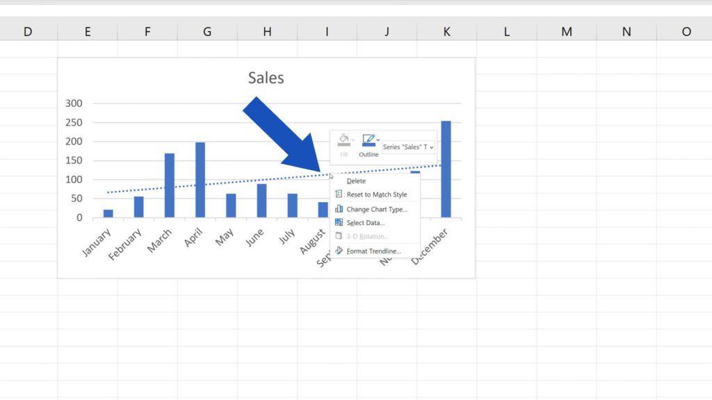How to Add a Trendline in Excel - how to format trendline in Excel