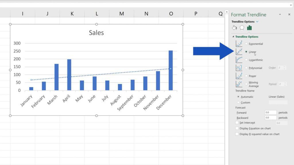 How to Add a Trendline in Excel - what are trendline options in Excel