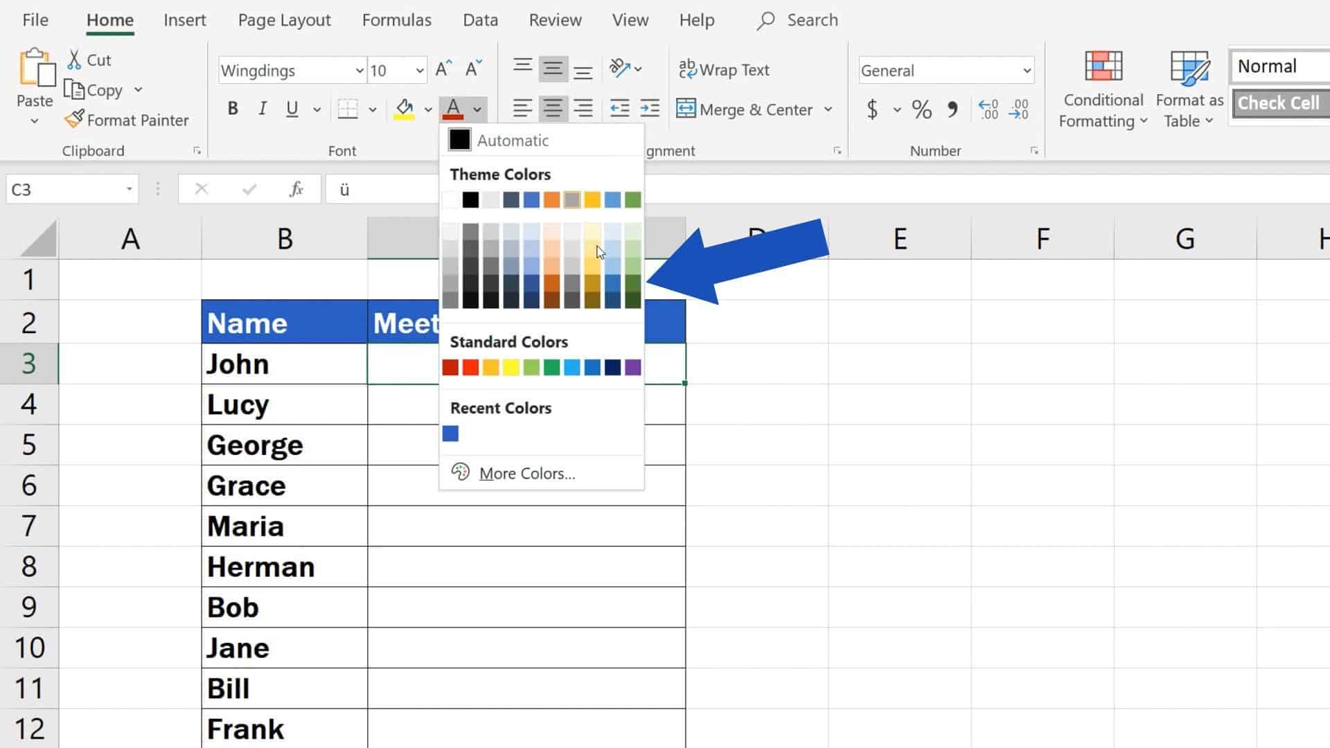How to insert a symbol in excel