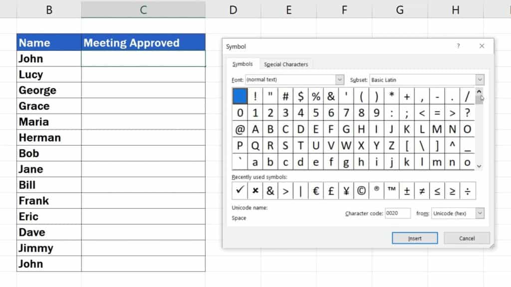 How to Insert a Symbol in Excel - inserting of symbols in Excel