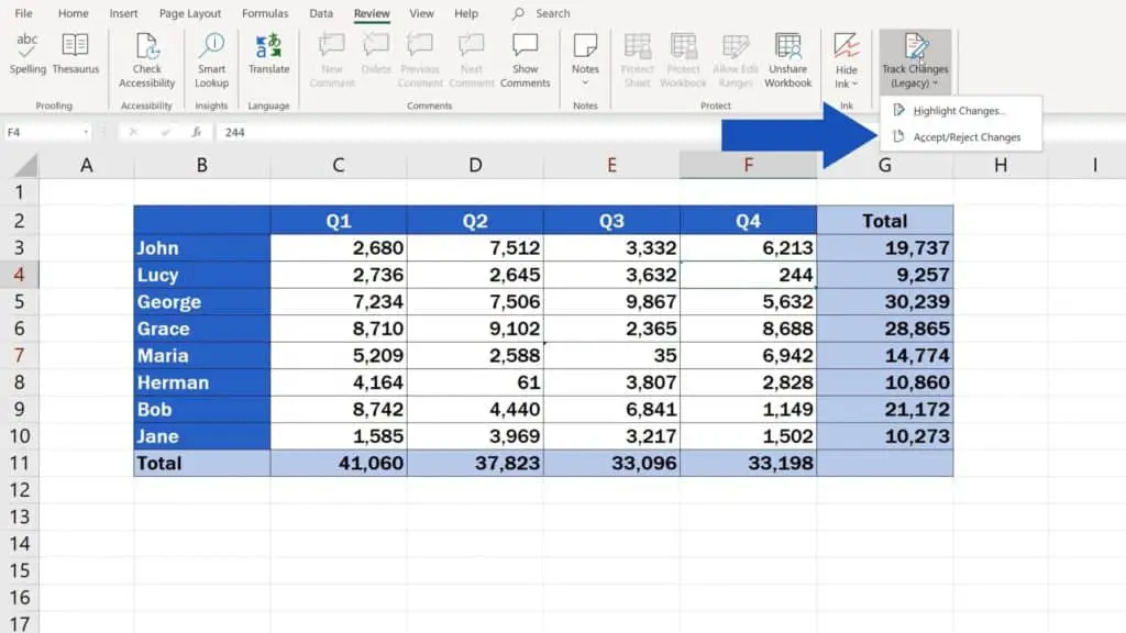 How to Track Changes in Excel - Accept changes