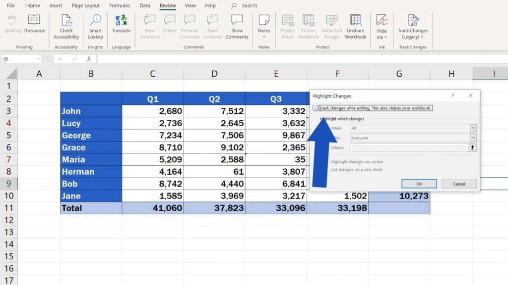 How to Track Changes in Excel - how to reject track changes in Excel