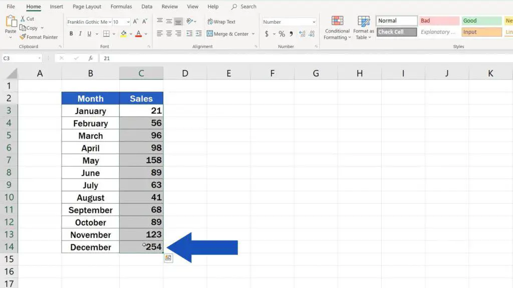 Try out Data Bars in Excel for clear graphical data representation - select relevant data