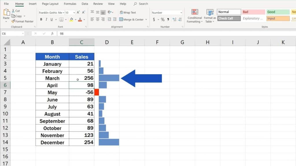 Try out Data Bars in Excel for clear graphical data representation - visual represenation of data with data bars