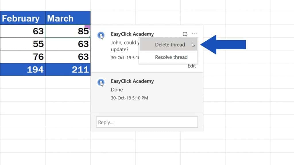 How to Insert Comment and Note in Excel - How to delete conversation in Excel