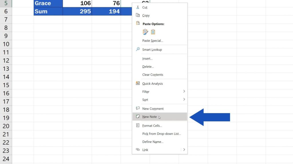 How to Insert Comment and Note in Excel - How to enter new note in Excel