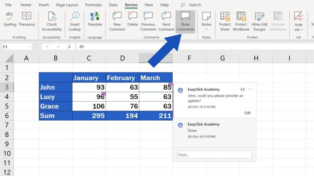 How to Insert Comment and Note in Excel - How to show comment in Excel