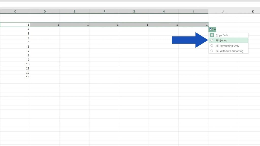 How to Use AutoFill in Excel - automatically horizontally written numbers in Excel