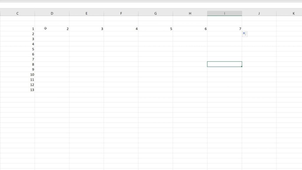 How to Use AutoFill in Excel - horizontally written numbers in Excel