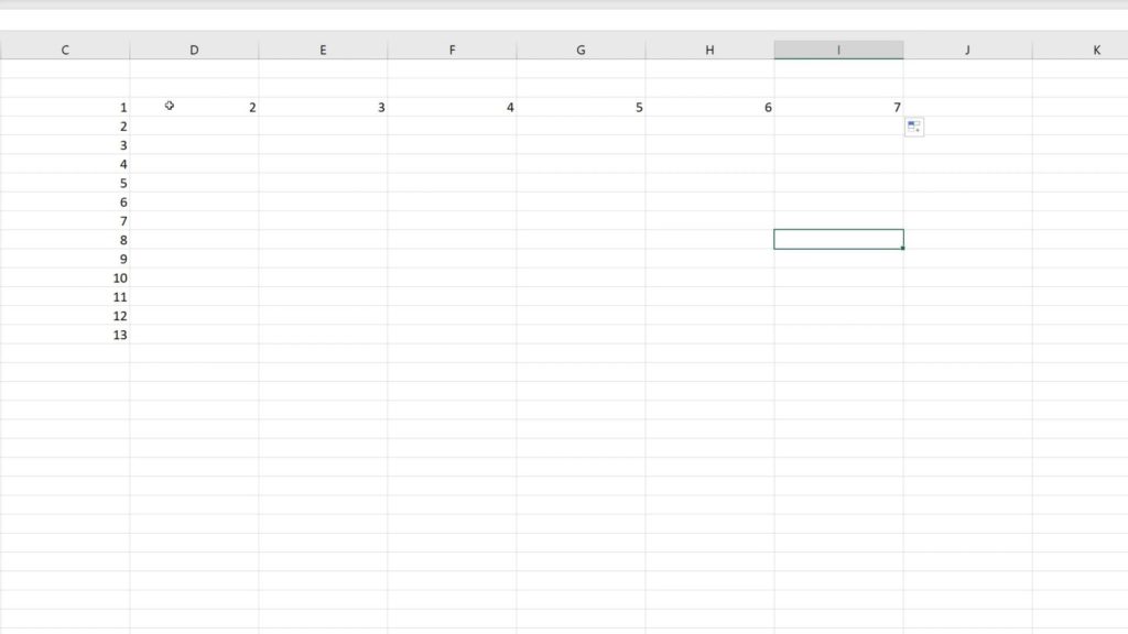 How to Use AutoFill in Excel - horizontally written numbers in Excel