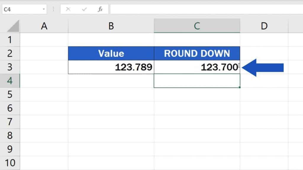 How to ROUNDDOWN Numbers in Excel to one decimal place
