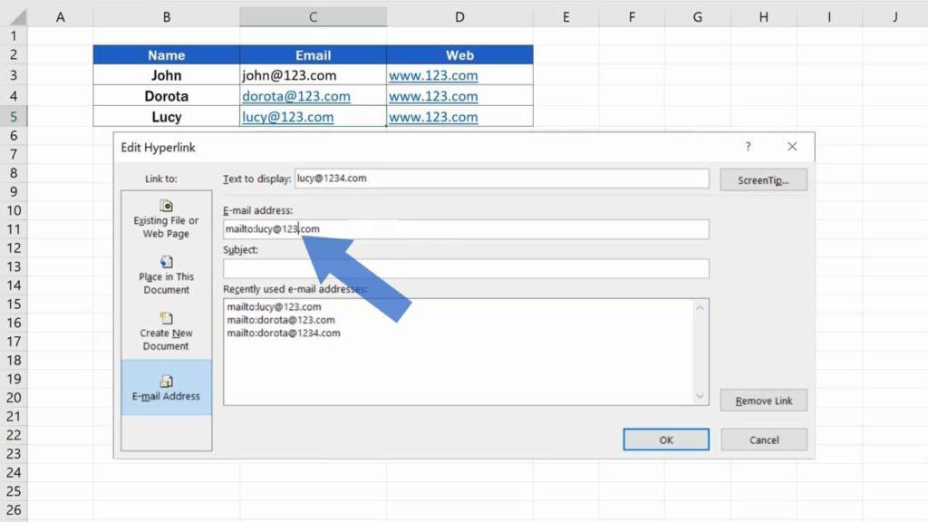 How to Remove Hyperlinks in Excel - Edit hyperlink