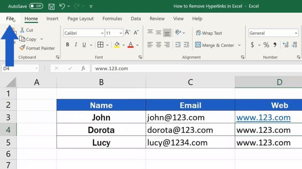 How to Remove Hyperlinks in Excel - Automatic hyperlink disabled