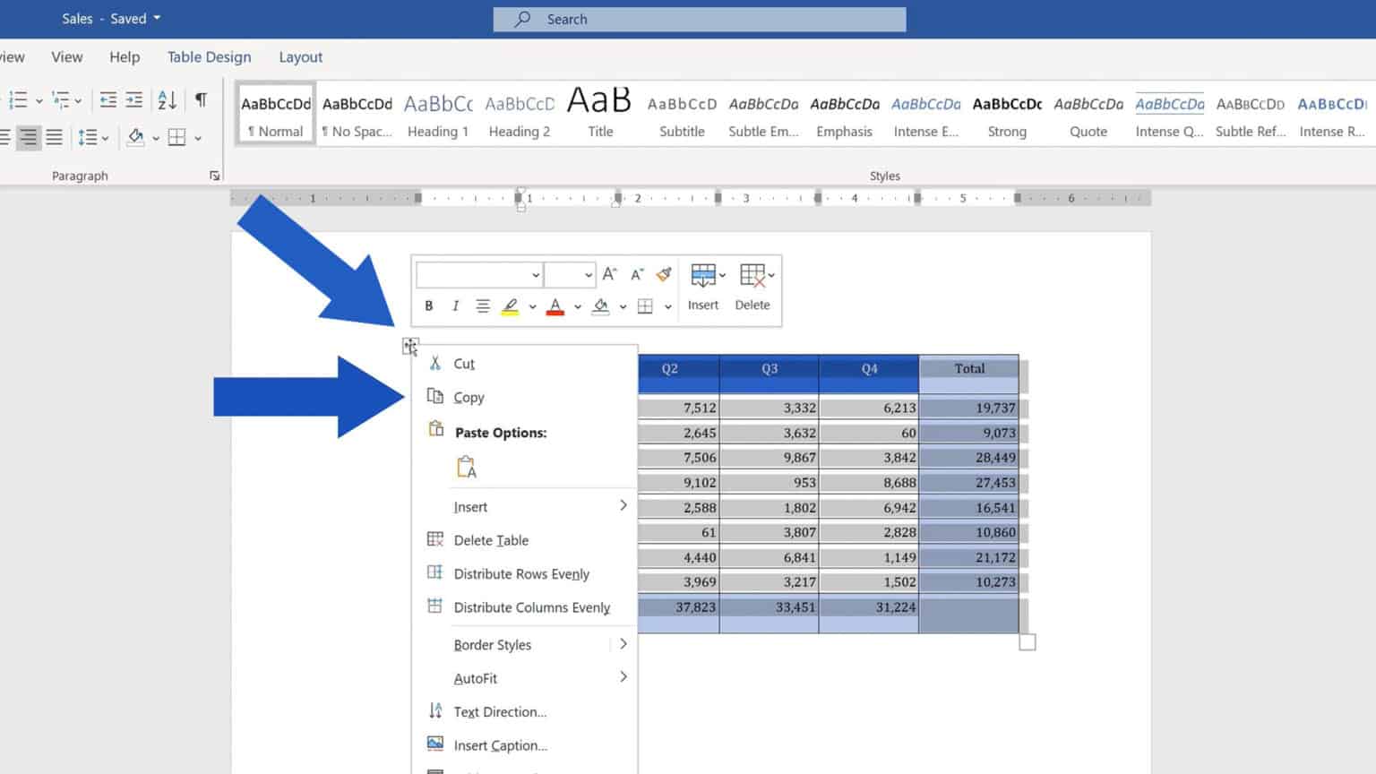 copy word table to excel keep formatting