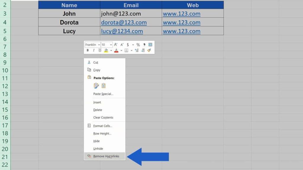 How to Remove Hyperlinks in Excel - Remove all hyperlinks