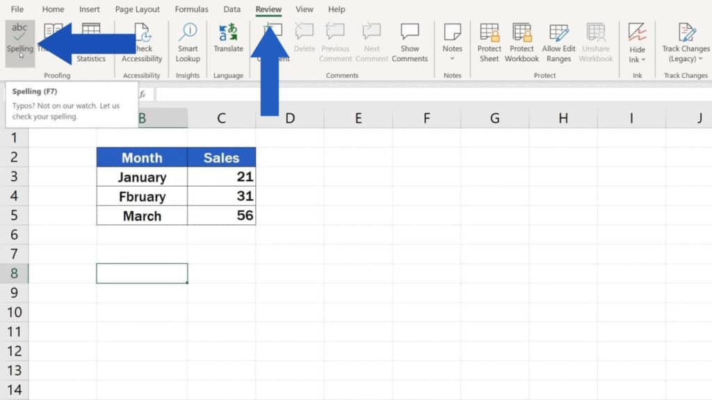 How to Check Spelling in Excel - Where the find the spellchecker and how to use it