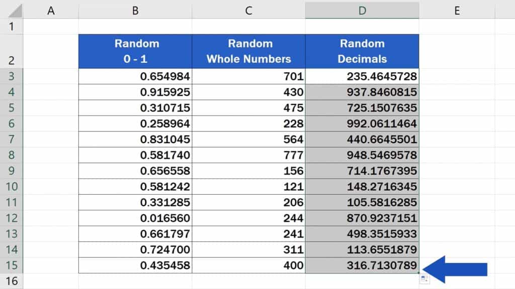 How to Generate Random Numbers in Excel - Copy The Function