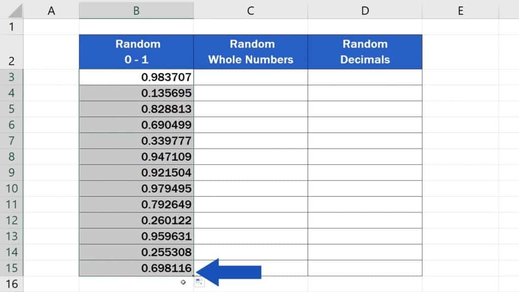How to Generate Random Numbers in Excel - Copy The Function