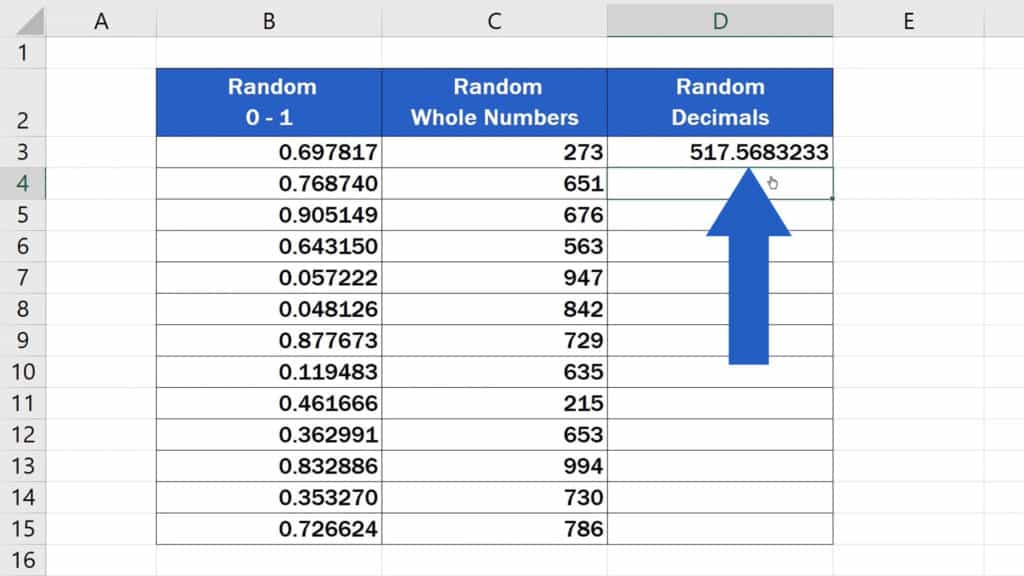 How to Generate Random Numbers in Excel - Generated Random Decimal