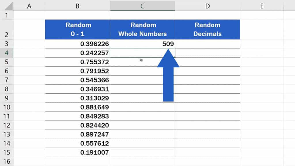 How to Generate Random Numbers in Excel - Generated Random Whole Number