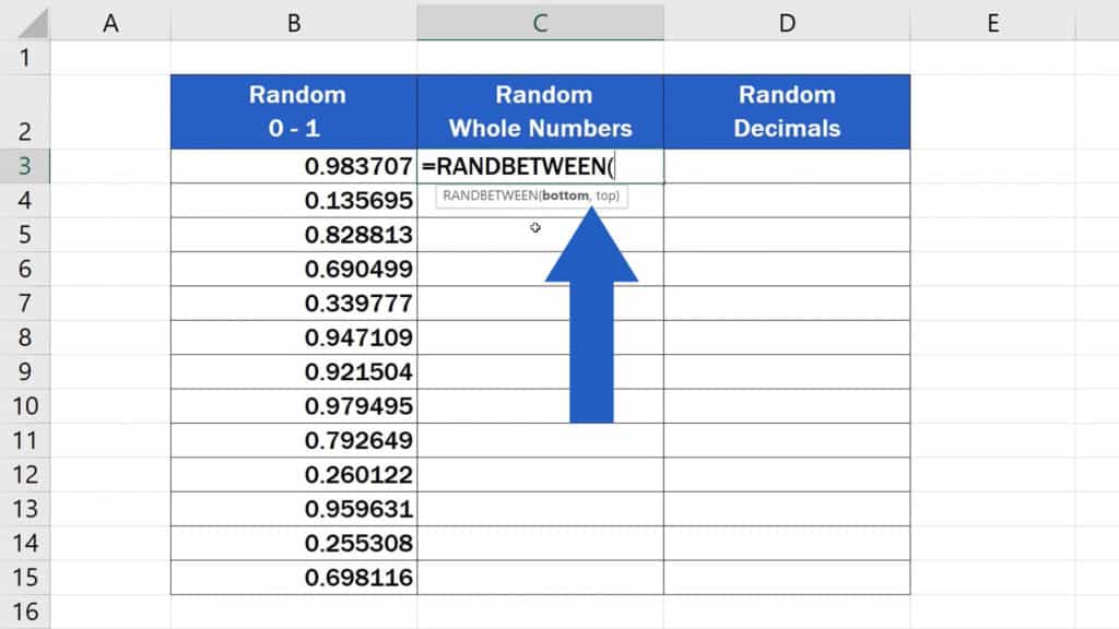 How to Generate Random Numbers in Excel - Randbetween