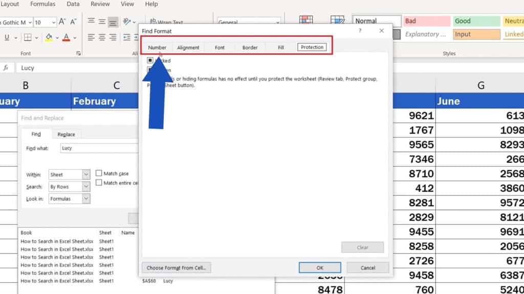 How to Search in Excel Sheet - Search based on specific formatting