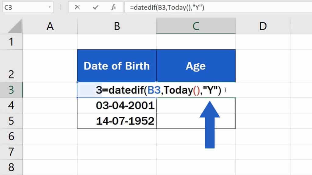 How to Calculate Age Using a Date of Birth in Excel - The Whole Formula