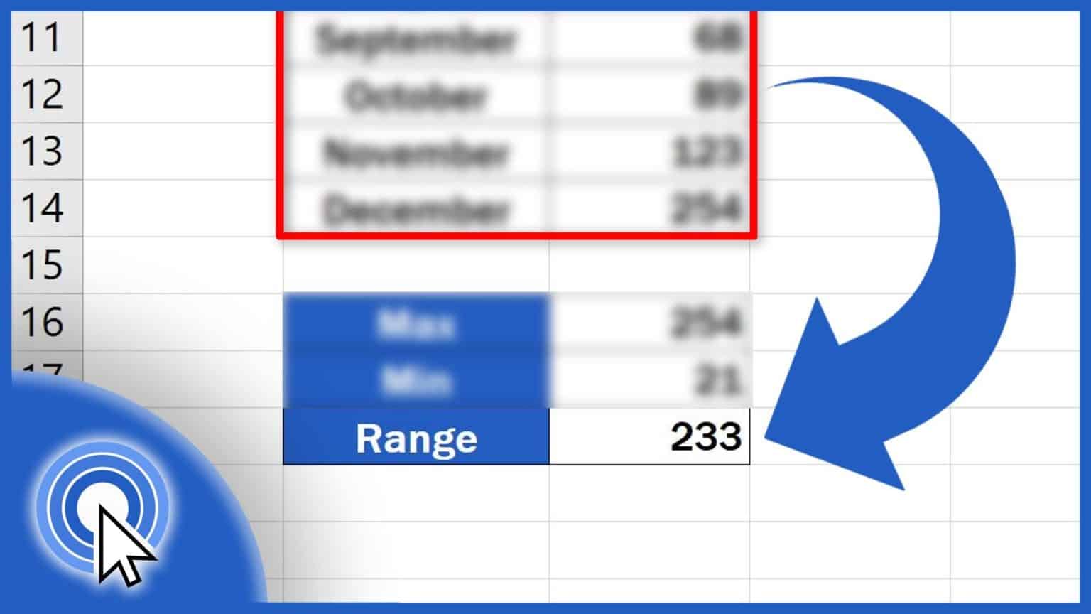 How to calculate the range in excel