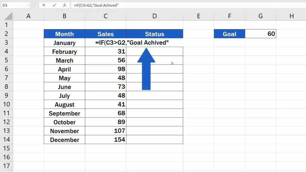 How to Use IF Function in Excel - Goal Achieved