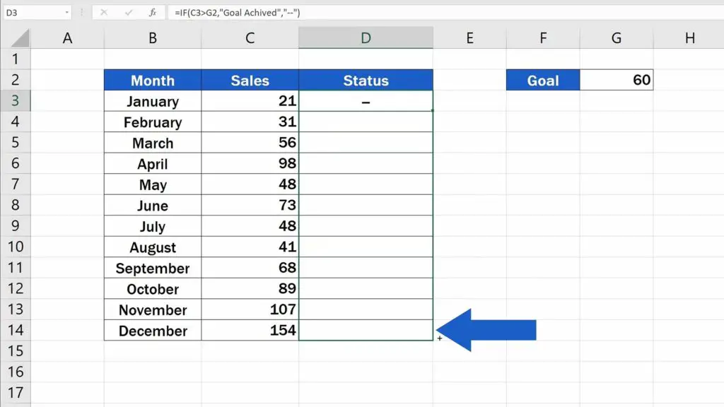 How to Use IF Function in Excel -  copy the function