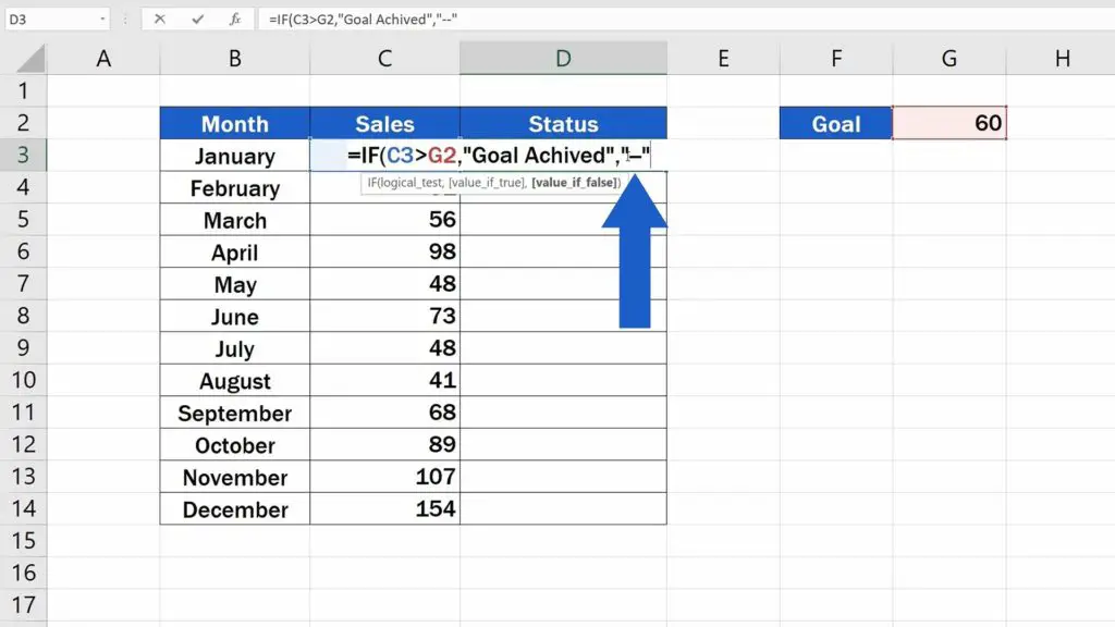 How to Use IF Function in Excel -  dash in quotation marks