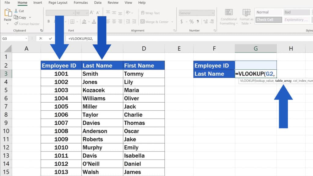 How to Use the VLOOKUP Function in Excel - The VLOOKUP Function - Table Array