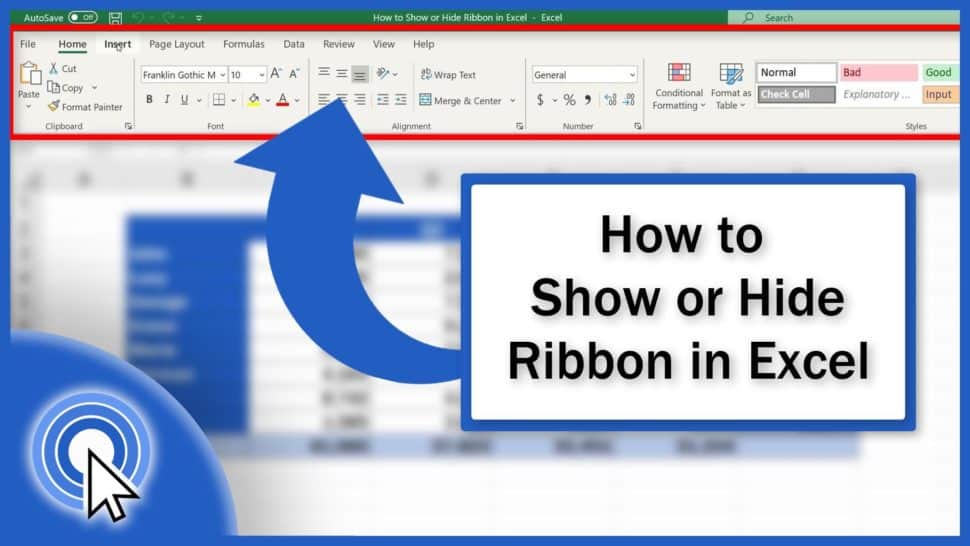 How to Show or Hide Ribbon in Excel