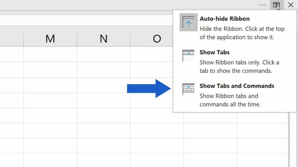 How to Show or Hide the Ribbon in Excel - Show Tabs and Commands