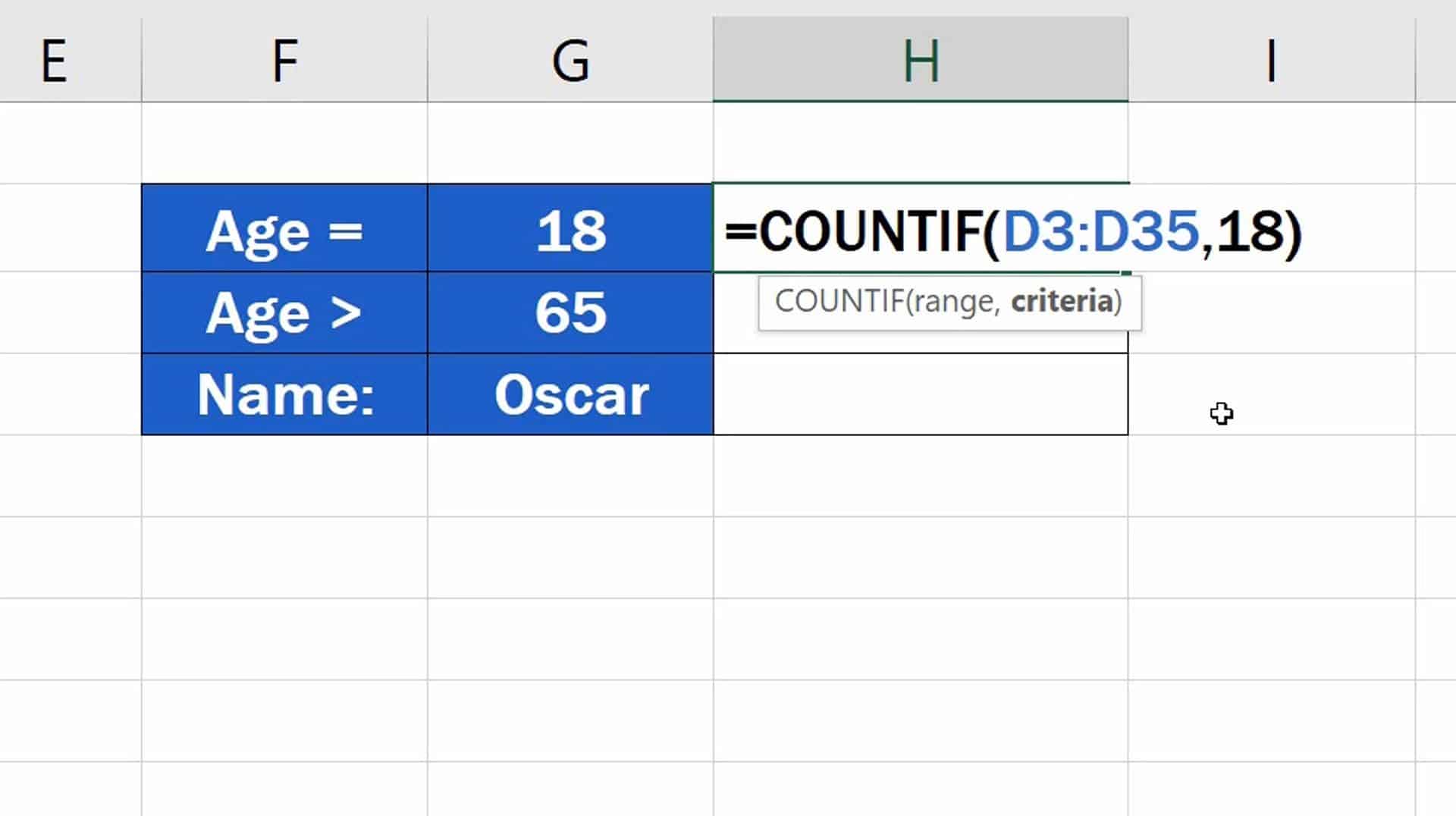 How to use the countif function in excel