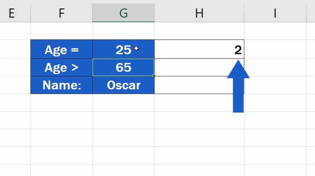 How to Use the COUNTIF Function in Excel -  Extract the value for Criteria from a selected cell - Result