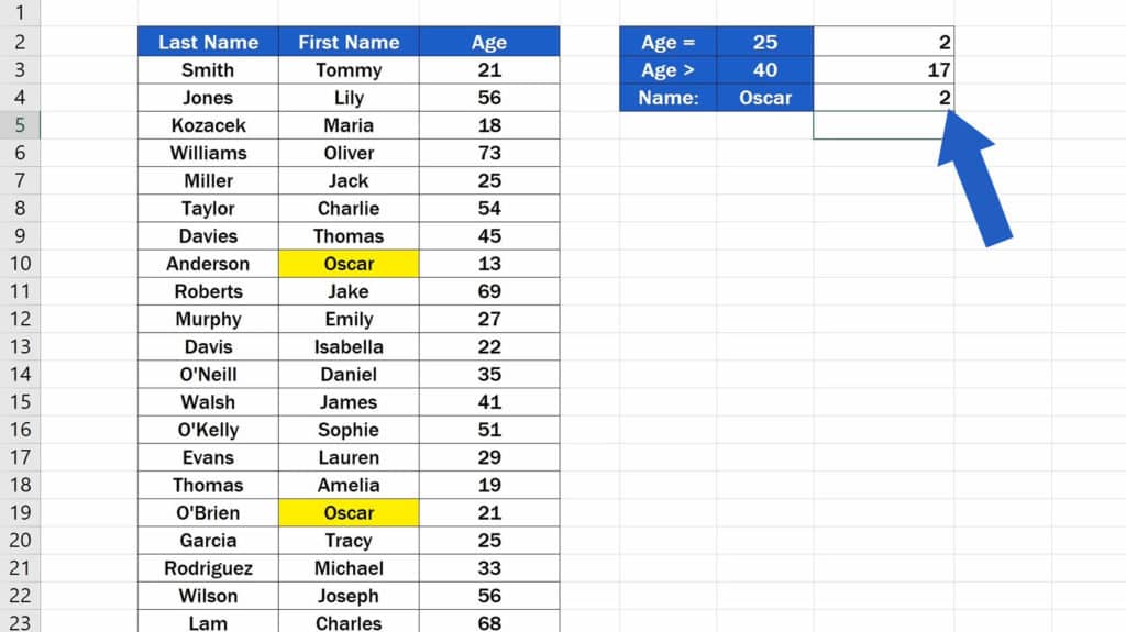 How to Use the COUNTIF Function in Excel - how to use the COUNTIF function with text - result